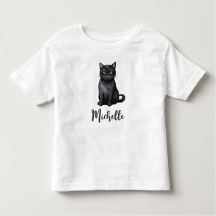 Personalised Name Cute Spooky Black cat Halloween  Toddler T-Shirt