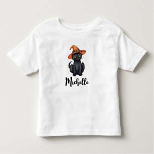 Personalised Name Cute Spooky Black cat Halloween  Toddler T-Shirt
