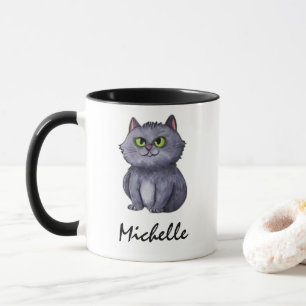 Personalised Name Cute Spooky Cat Halloween Mug