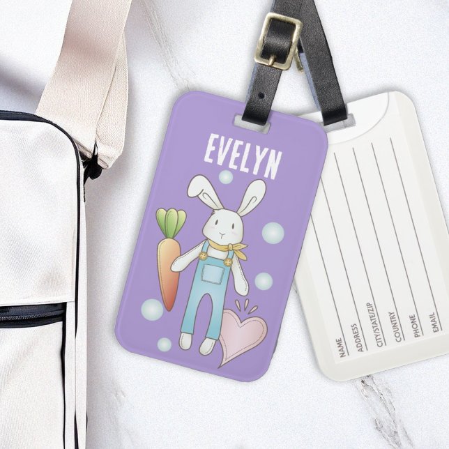 Personalised Name Cute Stuffed Animal Bunny Luggage Tag (Creator Uploaded)