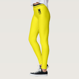 Personalised Name Cute Yellow And Black Striped Leggings