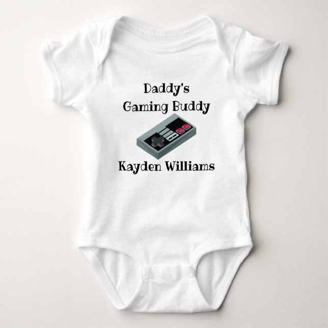 personalised name daddy's gaming buddy baby bodysuit (Front)