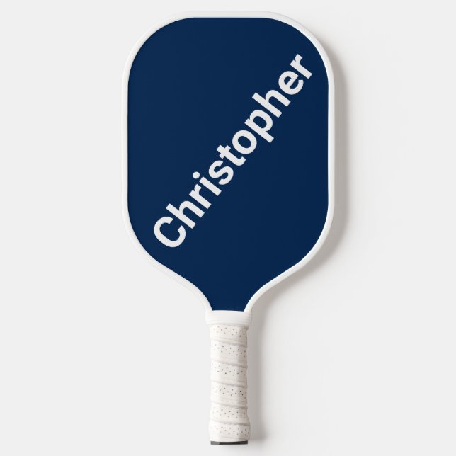 Personalised Name Dark Blue and White  Pickleball Paddle (Front)