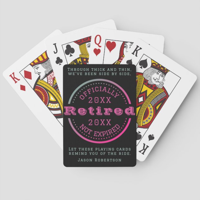 Personalised Name Date Retirement Favour for Guest Playing Cards (Back)