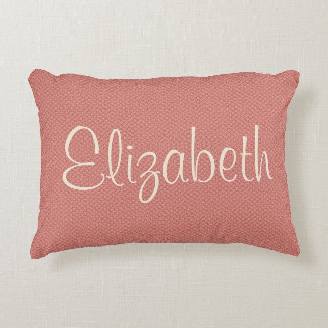 Personalised Name Decorative Coral Accent Decor Cushion (Front)
