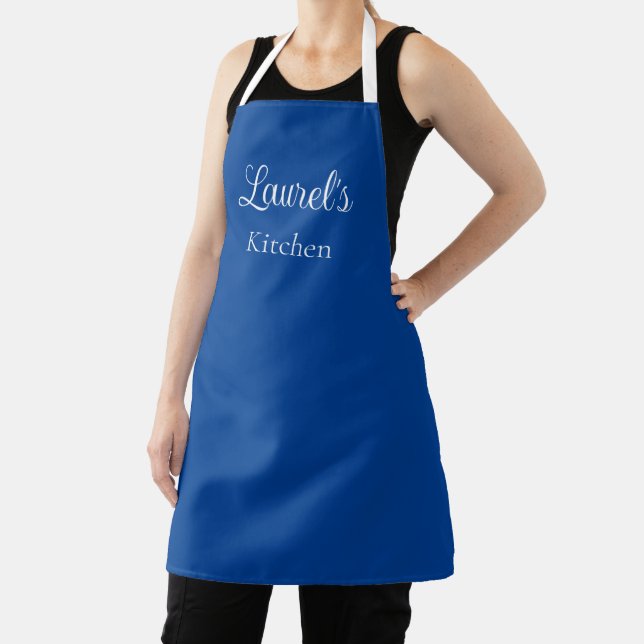 Personalised Name Deep Blue Apron (Insitu)