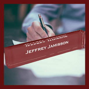 Personalised Name Deep Burgundy Acrylic Nameplate
