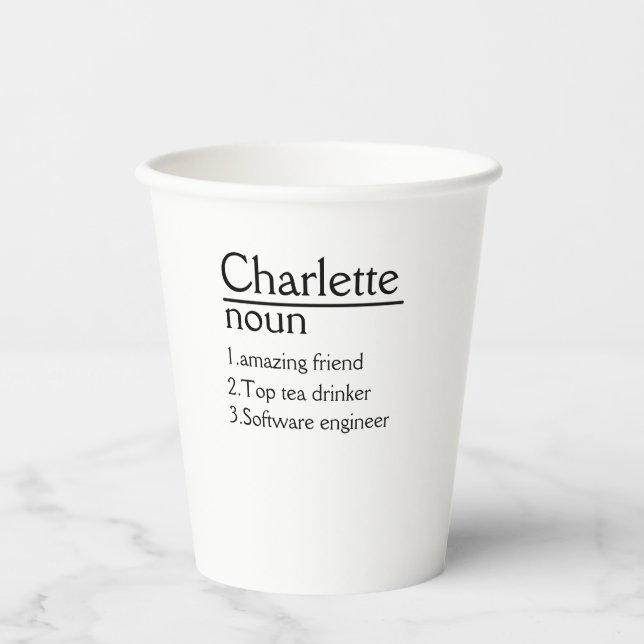 Personalised Name Definition  paper  cup (Front)