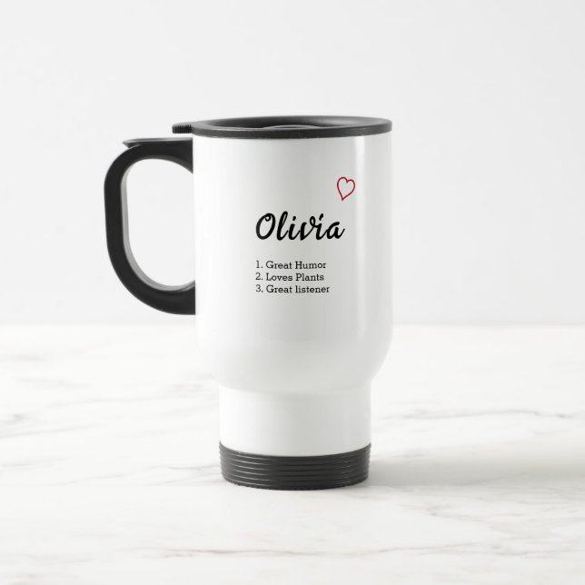 Personalised Name Definition  Travel Mug (Left)