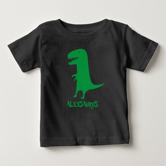 Personalised Name Dinosaur Funny Baby T-Shirt (Front)