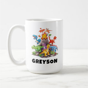 Personalised Name Dinosaur Kids Hot Cocoa Coffee Mug
