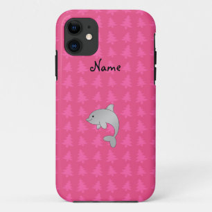 Personalised name dolphin pink christmas trees Case-Mate iPhone case