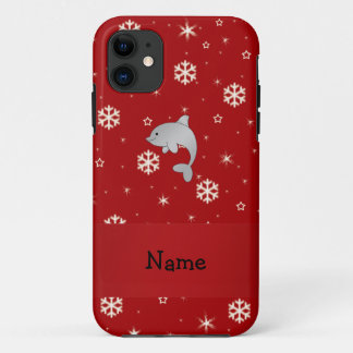 Personalised name dolphin red snowflakes Case-Mate iPhone case