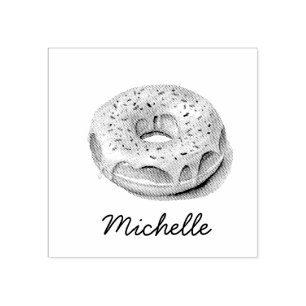 Personalised Name Doughnut  Rubber Stamp