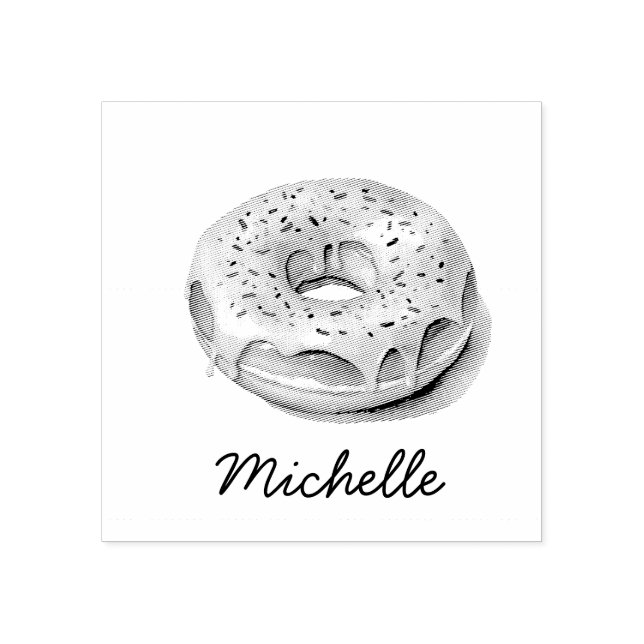 Personalised Name Doughnut  Rubber Stamp (Imprint)