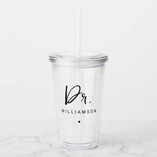 Personalised Name Dr Minimalist Doctor Graduation Acrylic Tumbler (Front)