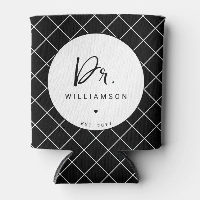 Personalised Name Dr Minimalist Doctor Graduation Can Cooler (Front)