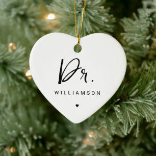 Personalised Name Dr Minimalist Doctor Graduation Ceramic Tree Decoration