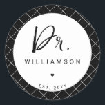 Personalised Name Dr Minimalist Doctor Graduation Classic Round Sticker<br><div class="desc">Personalised Name Doctor Medical School Doctoral PhD Student Graduation Gifts!</div>