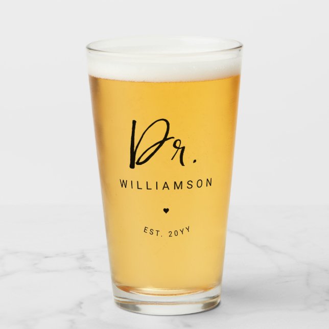 Personalised Name Dr Minimalist Doctor Graduation Glass (Front Filled)