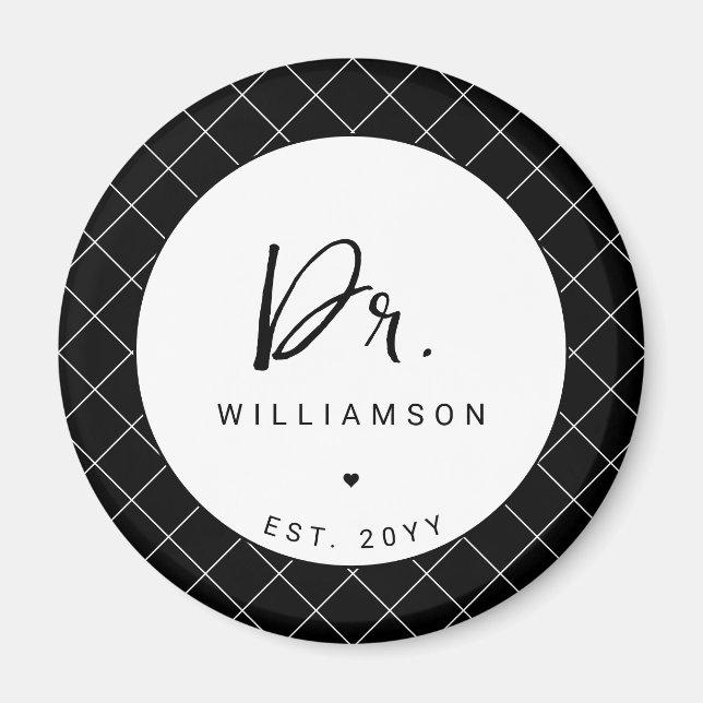 Personalised Name Dr Minimalist Doctor Graduation Magnet (Front)