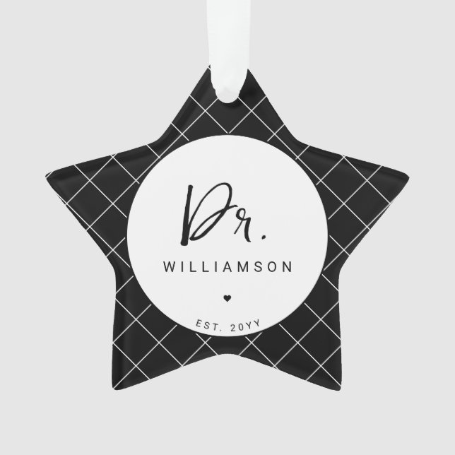 Personalised Name Dr Minimalist Doctor Graduation Ornament (Front)