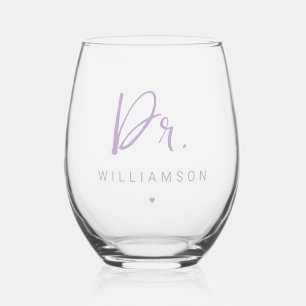 Personalised Name Dr Minimalist Doctor Graduation Stemless Wine Glass