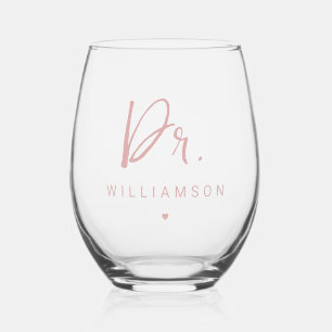 Personalised Name Dr Minimalist Doctor Graduation Stemless Wine Glass