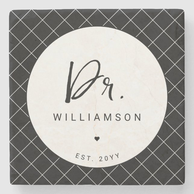 Personalised Name Dr Minimalist Doctor Graduation Stone Coaster (Front)