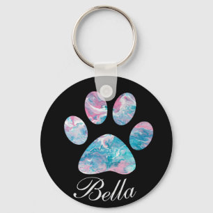 Personalised Name, Dreamy Pawprint- Key Ring