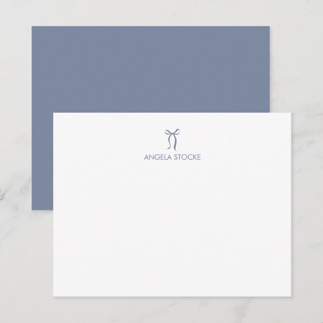 Personalised Name Dusty Blue Bow Card (Front/Back)