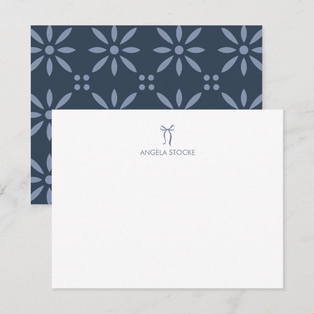 Personalised Name Dusty Blue Bow Card (Front/Back)