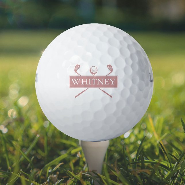Personalised Name Dusty Rose Pink Clubs Golf Balls (Personalized Name Dusty Rose Pink Clubs Golf Balls)