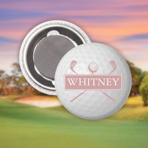 Personalised Name Dusty Rose Pink Golf Ball Magnet