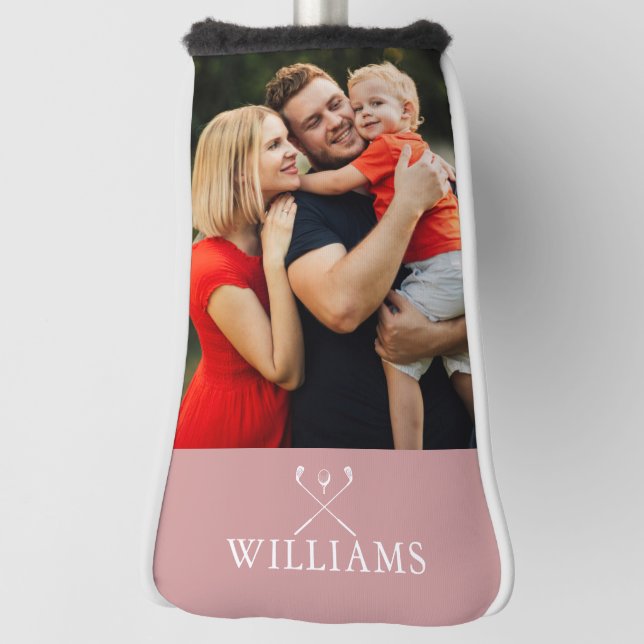 Personalised Name Dusty Rose Pink Photo Golf Head Cover (Rotate 90)