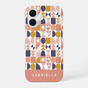 Personalised Name Earthy Geometric Boho Stylish iPhone 16 Case