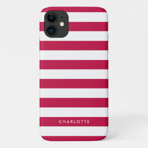 Personalised Name Editable Colour and White Stripe Case-Mate iPhone Case