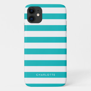 Personalised Name Editable Colour and White Stripe Case-Mate iPhone Case