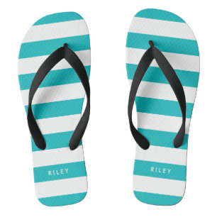 Personalised Name Editable Colour and White Stripe Jandals