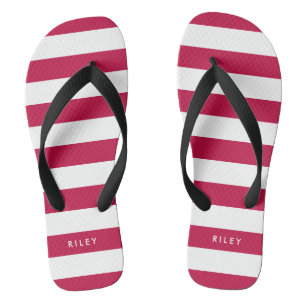 Personalised Name Editable Colour and White Stripe Jandals
