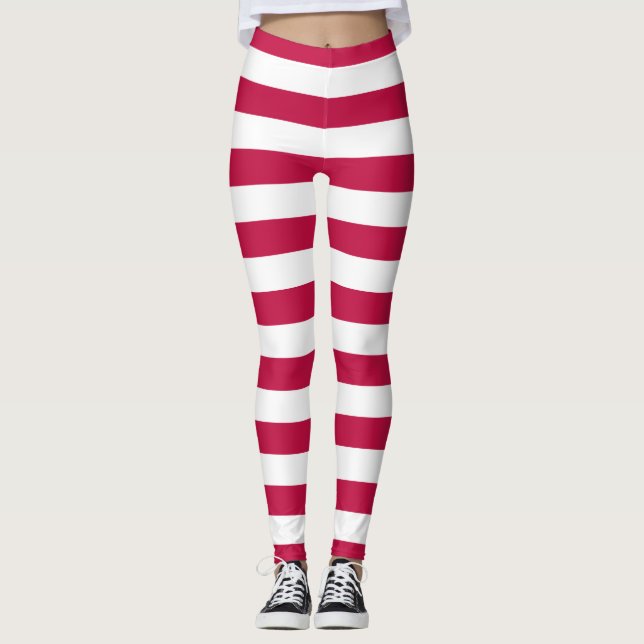 Personalised Name Editable Colour and White Stripe Leggings (Front)
