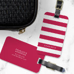 Personalised Name Editable Colour and White Stripe Luggage Tag<br><div class="desc">Luggage tag featuring editable colour (click customise and change the background colour) and white stripes. Personalise this by replacing placeholder text with your name and for more options such as to change the font, it's size and spacing between letters click the "Customise it" button. *Please note that the Zazzle Watermark...</div>