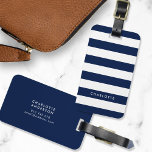 Personalised Name Editable Colour and White Stripe Luggage Tag<br><div class="desc">Luggage tag featuring editable colour (click customise and change the background colour) and white stripes. Personalise this by replacing placeholder text with your name and for more options such as to change the font, it's size and spacing between letters click the "Customise it" button. *Please note that the Zazzle Watermark...</div>