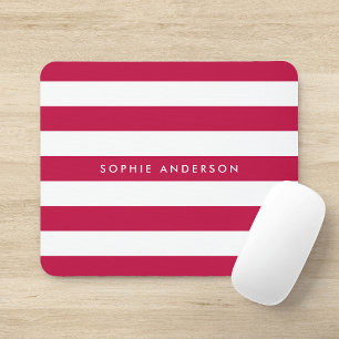 Personalised Name Editable Colour and White Stripe Mouse Pad