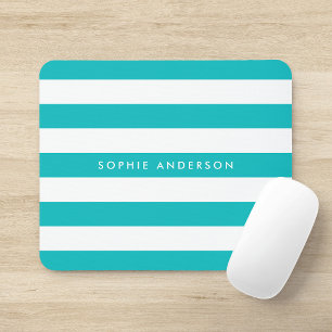 Personalised Name Editable Colour and White Stripe Mouse Pad