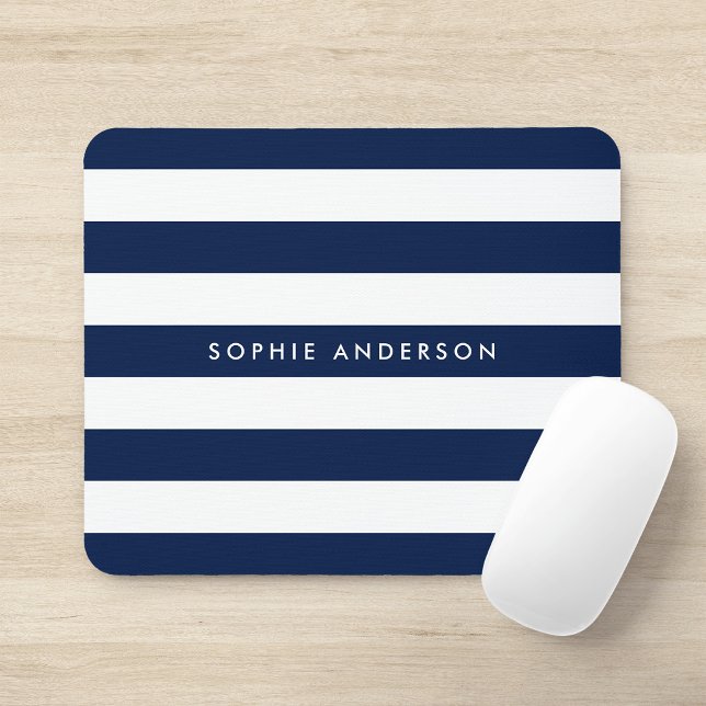 Personalised Name Editable Colour and White Stripe Mouse Pad (Creator Uploaded)