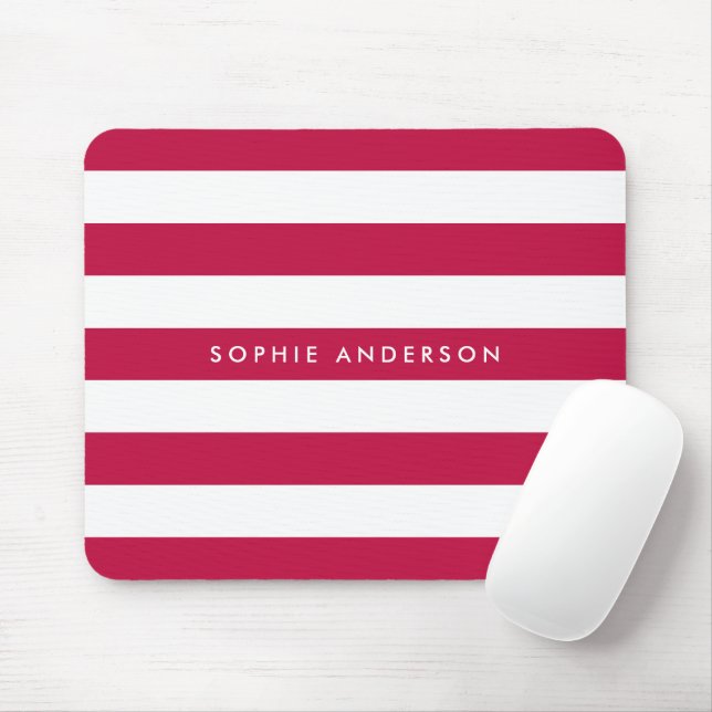 Personalised Name Editable Colour and White Stripe Mouse Pad (With Mouse)