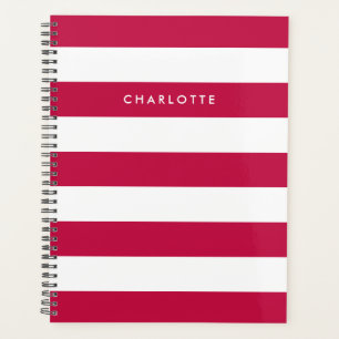 Personalised Name Editable Colour and White Stripe Planner
