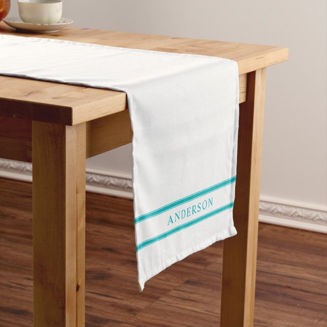 Personalised Name Editable Colour Double Stripes Long Table Runner (In Situ)
