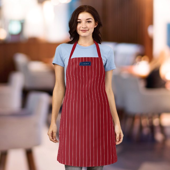 Personalised Name Editable Colours Classic Stripes Apron (Creator Uploaded)